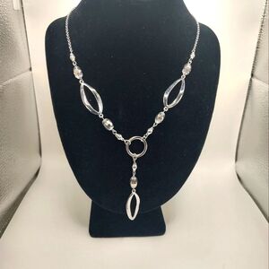 Lia Sophia Escapade Necklace Y-Drop Silver Tone Chain Glass Beads Jewelr…